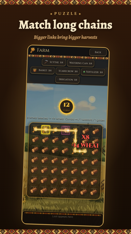 Match resources — the farm match-3 puzzle board