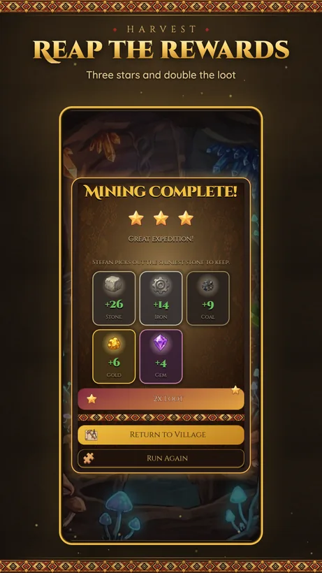 Reap the rewards — a three-star mining expedition result